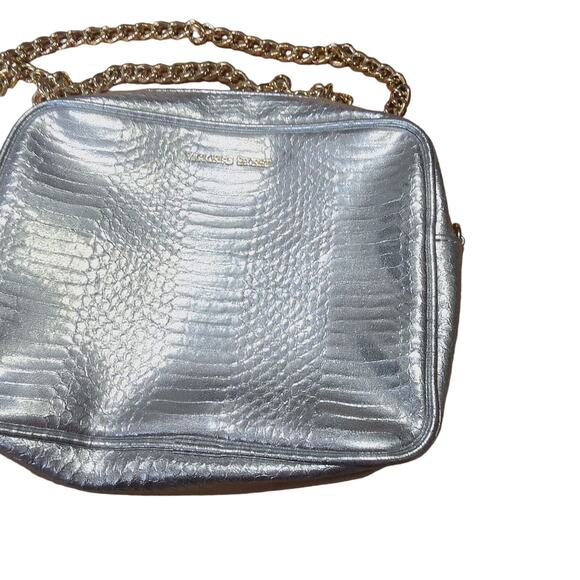 Victoria's Secret Metallic Silver Faux Snake Skin Crossbody Gold Chain Purse - Picture 11 of 14